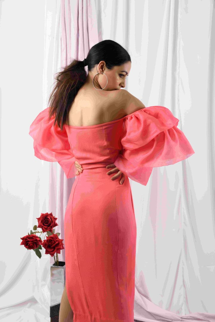 Pretty In Pink Flounce Sleeve Dress