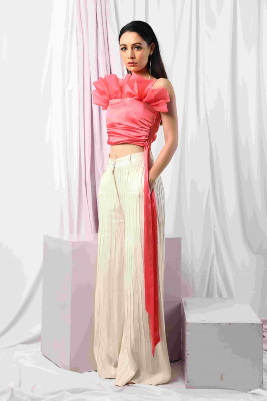 PEPPY PINK TOP AND INCESSANT TUCK PANTS